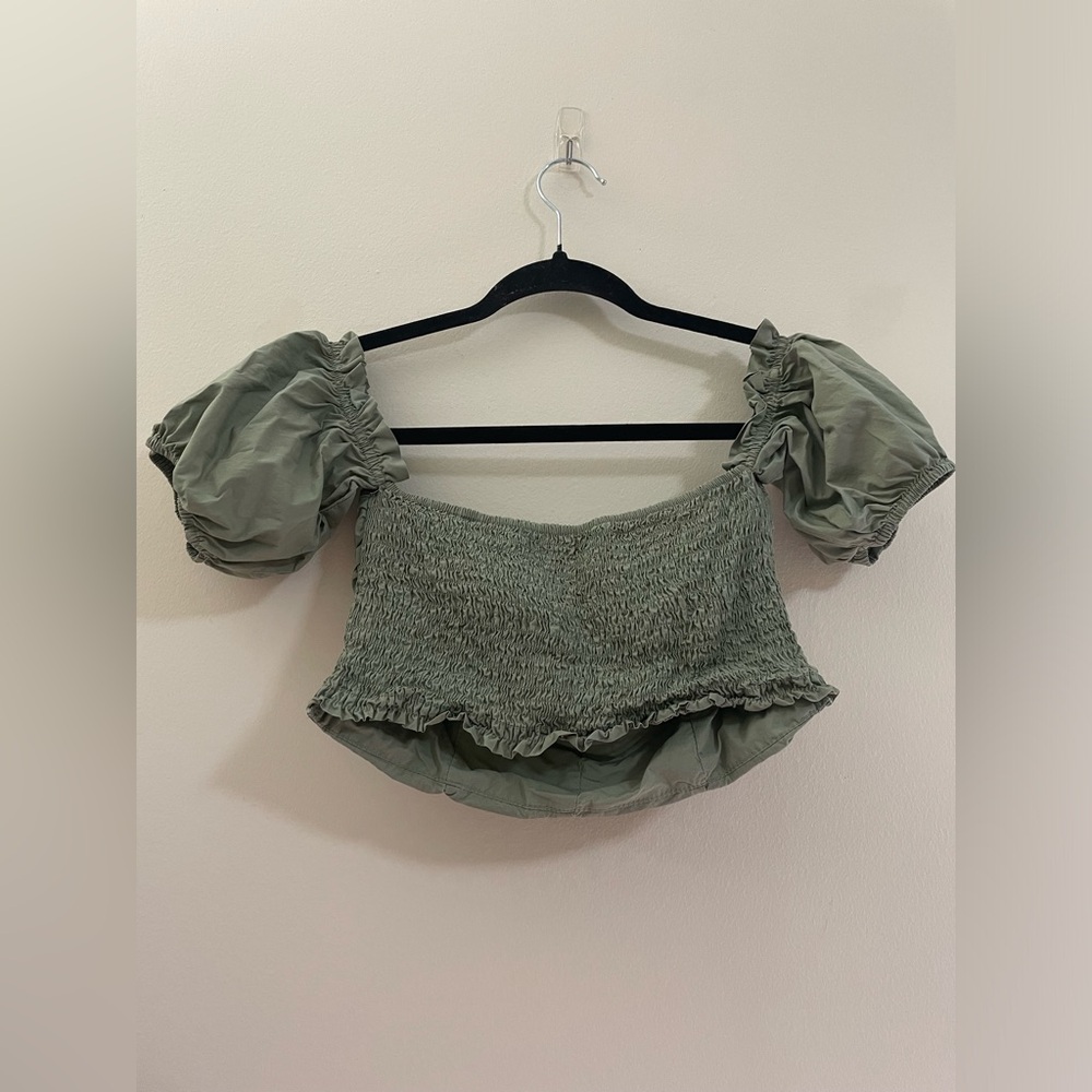 Forever 21 Ruched Off the Shoulder Sweetheart Crop Top - S‎ - Picture 5 of 7